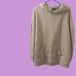 Mavi women's pullover sweatshirt hoodie kangaroo pockets in tan size medium.